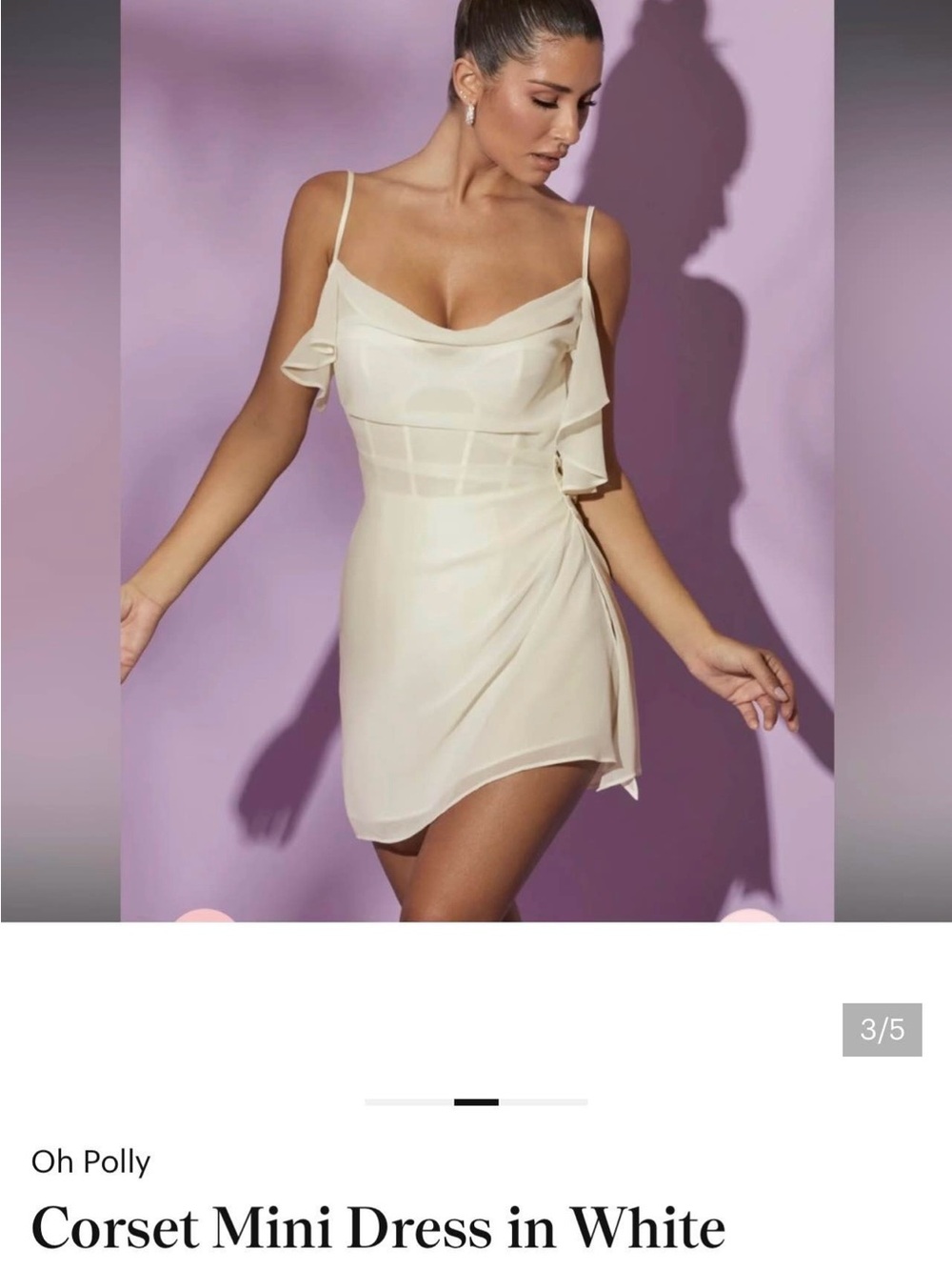 POL Cream Corset Mini Dress with Draped Ruffle